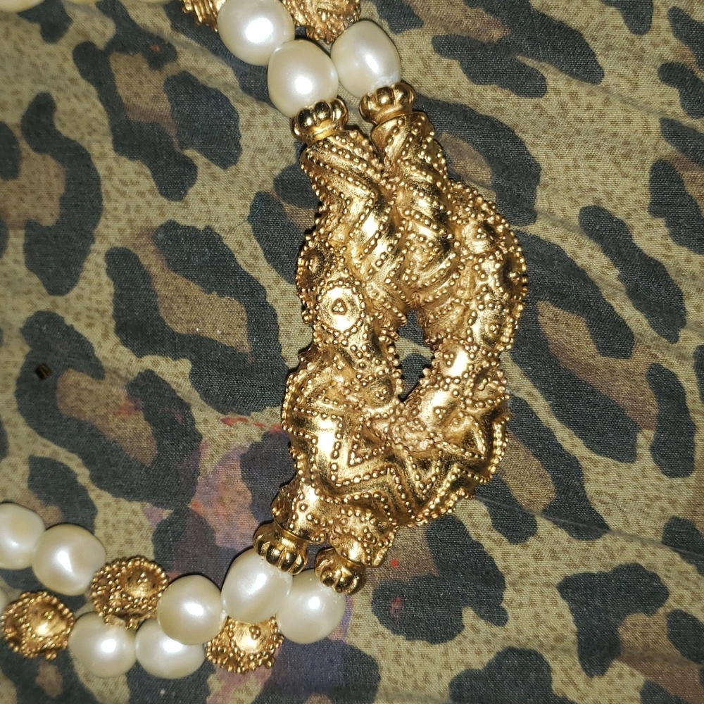 Vintage Mary McFadden 1988 gold plated necklace and bracelet - Picture 2 of 12